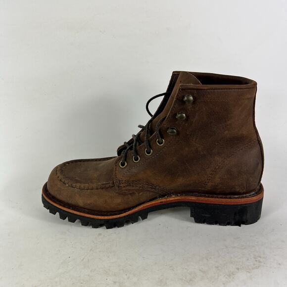 Chippewa LLBean logging mens 7.5 logger boots low brown leather waterproof - Picture 6 of 11
